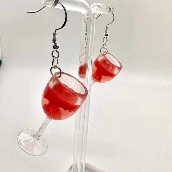 Wine Earrings - New Years Eve Earrings - Champagne Earrings - Alcohol Earrings - Picture 3 of 7